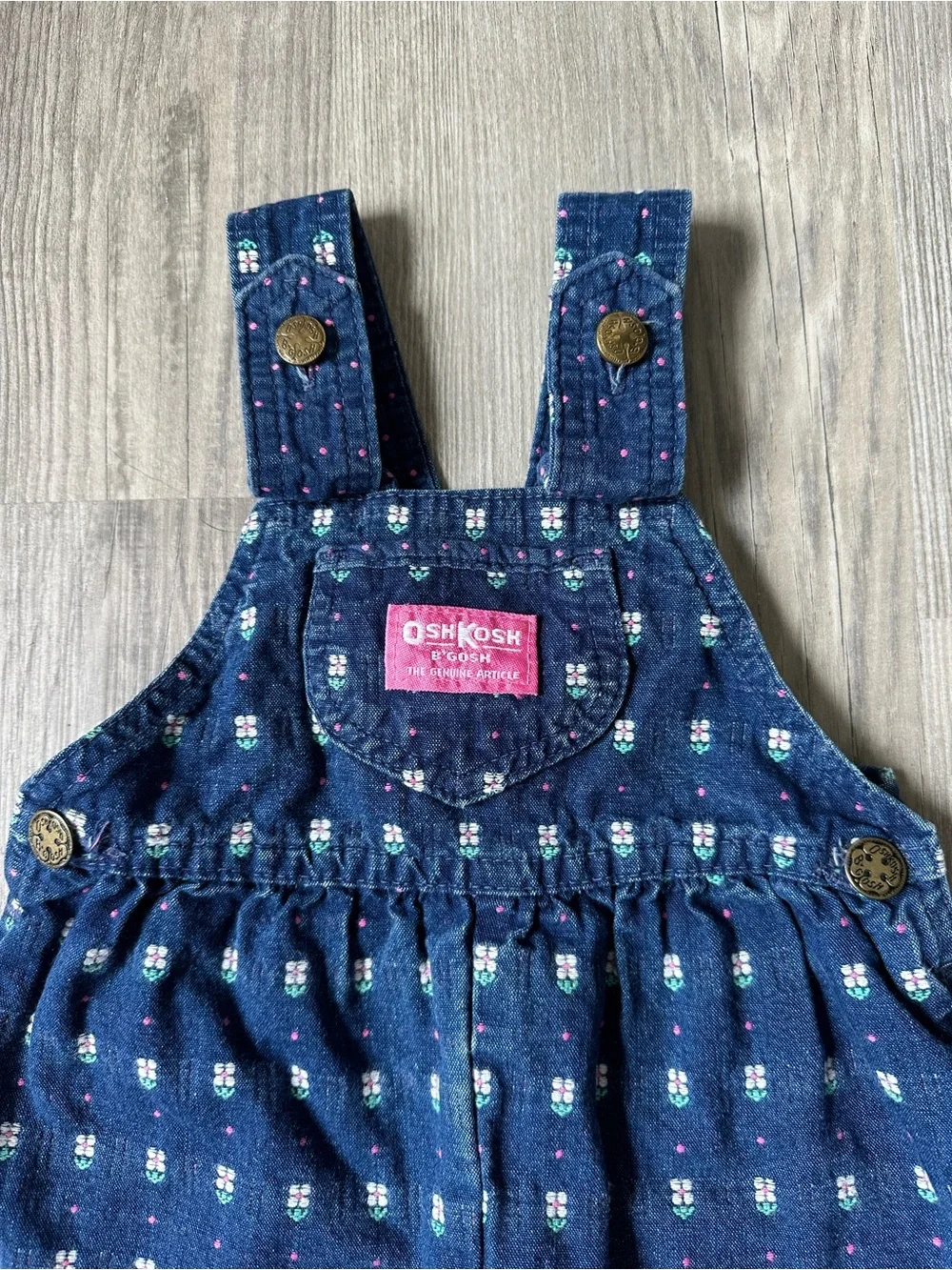 OshKosh B'gosh Vintage Navy Floral Print Baby Overalls